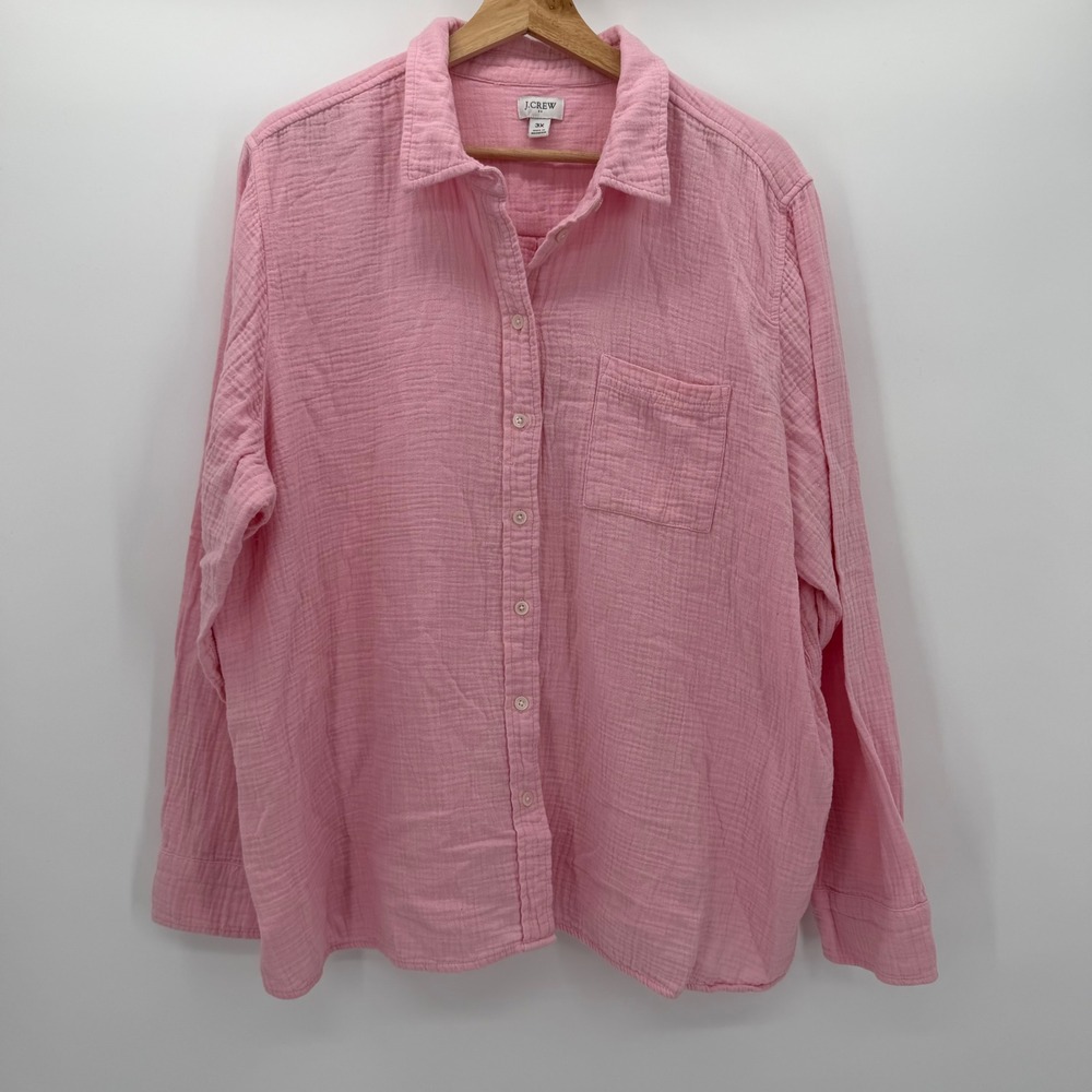 J.Crew Pink Double Gauze Button Down Shirt Long Sleeve Plus Size 3X